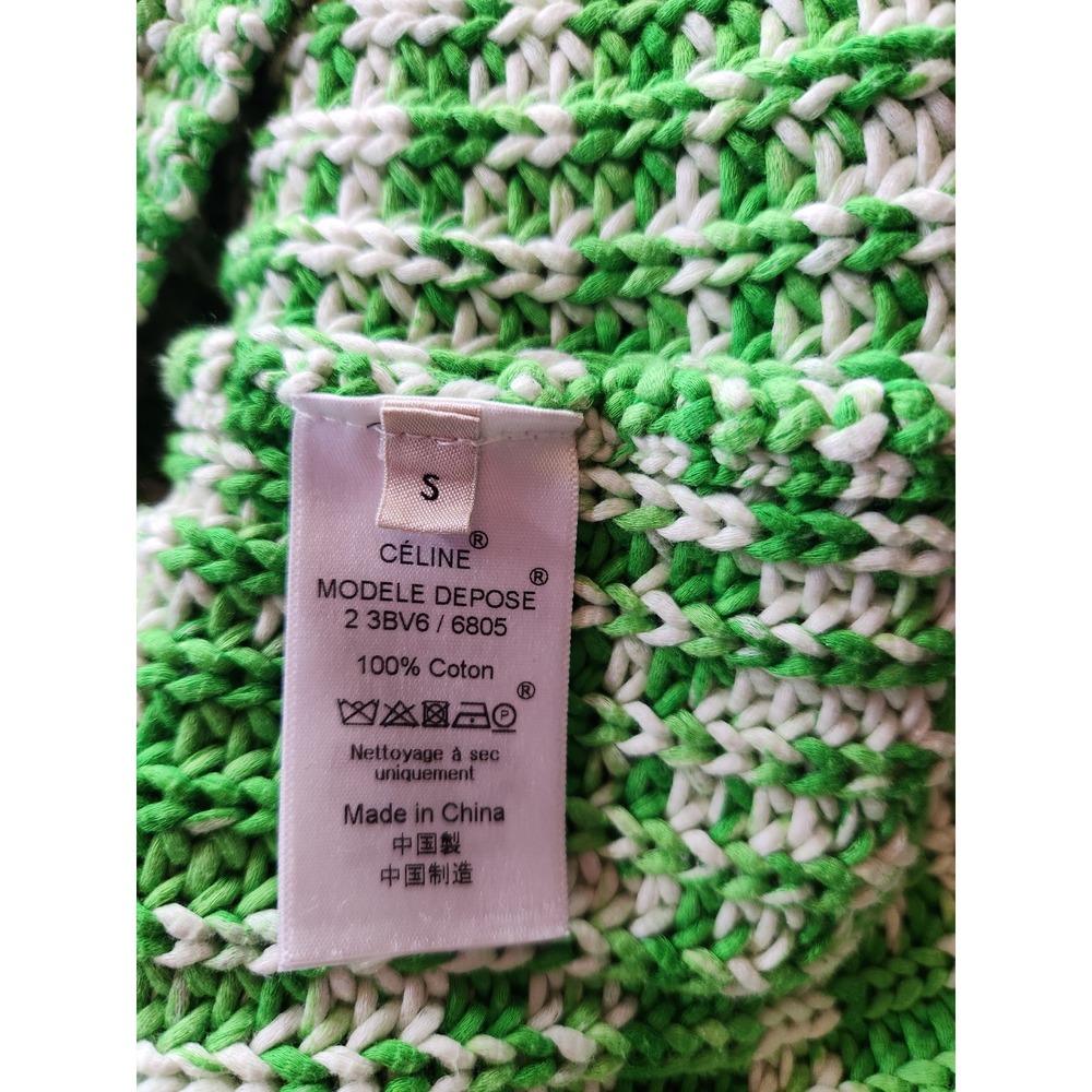 Belong by Celine Green White Marled Chunky Knit Crewneck Sweater Womens S - Picture 10 of 11